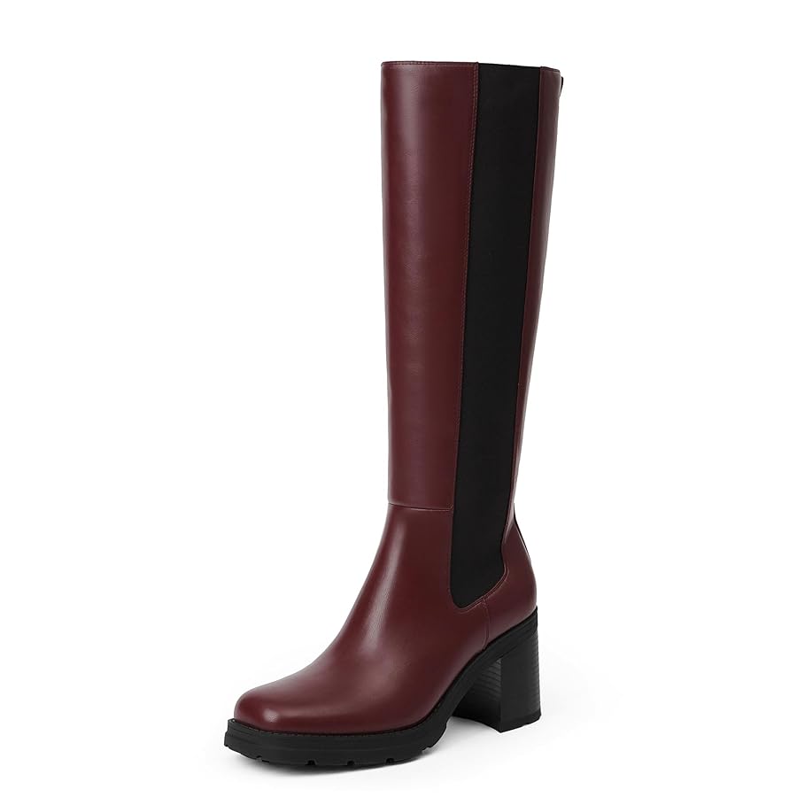 Amazon.com: QIY Knee High Boots Women Burgundy Tall Leather